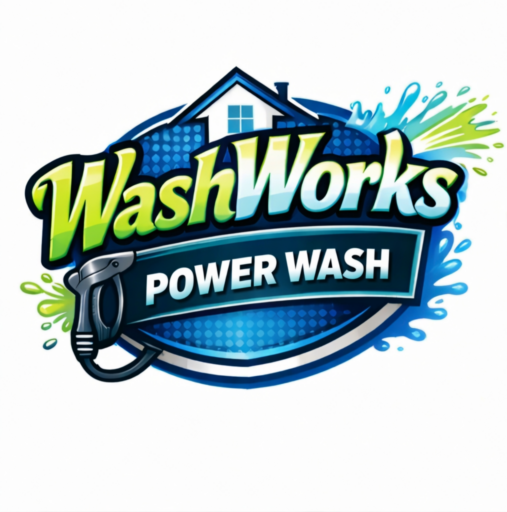 WashWorks Power Wash logo design